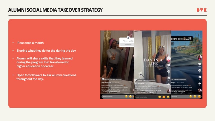 Alumni social media takeover strategy with TikTok examples