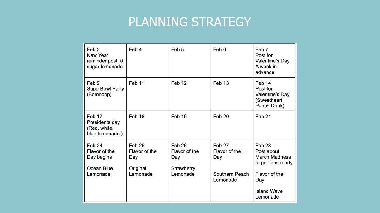 February planning strategy calendar