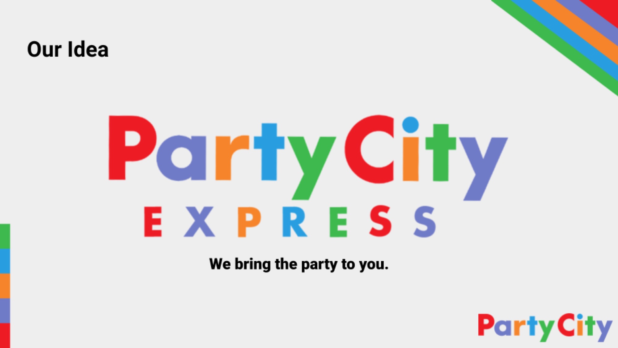 PartyCity EXPRESS logo, 'We bring the party to you.'