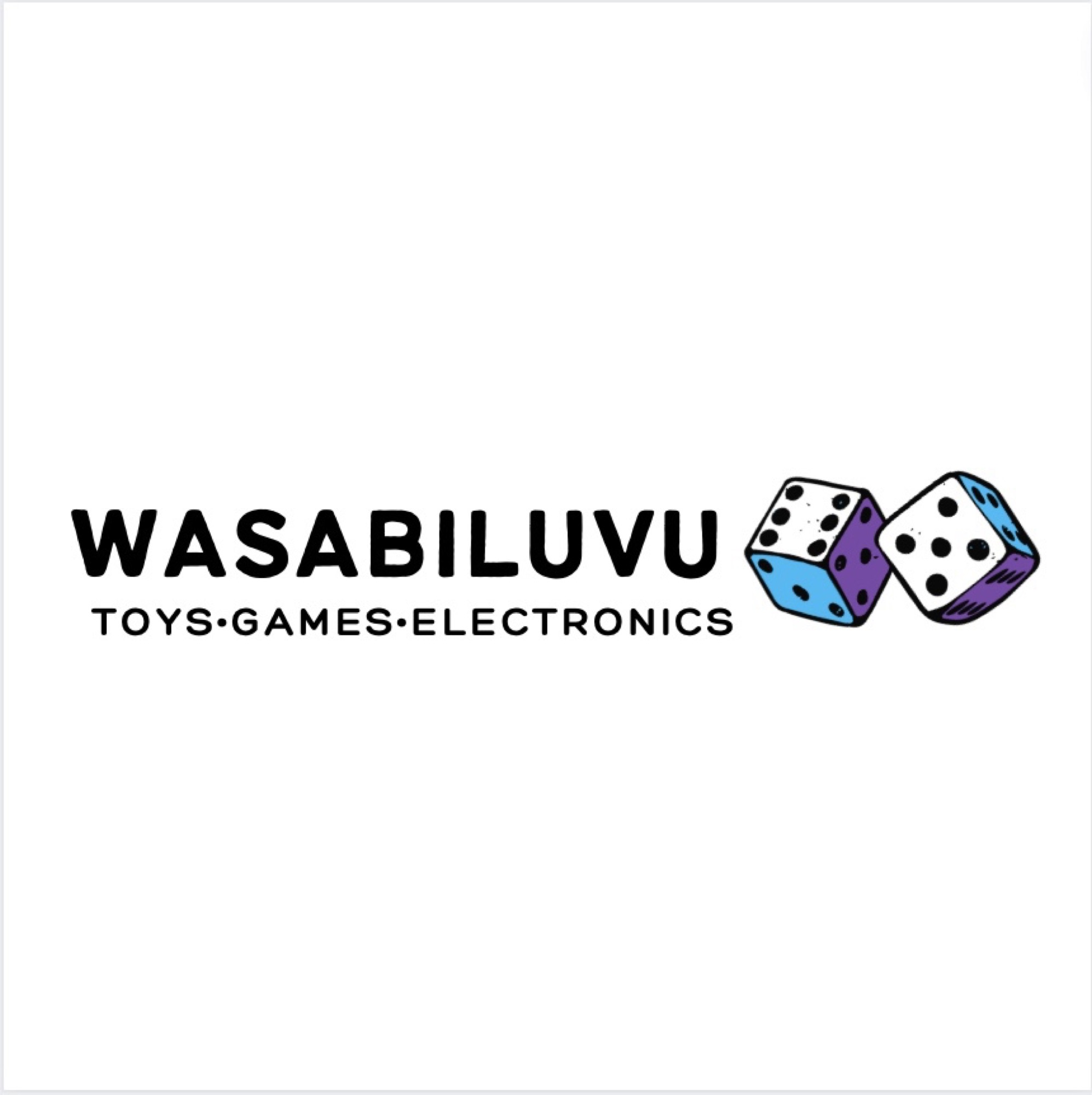 WASABILUVU logo, TOYS GAMES ELECTRONICS, two dice
