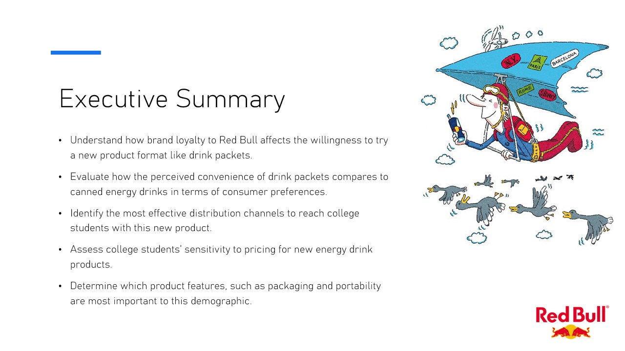 Red Bull marketing research executive summary slide