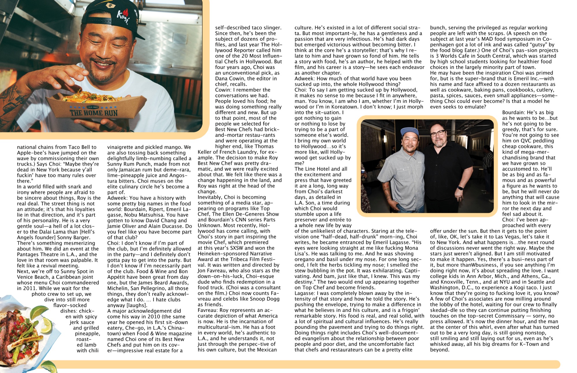 Chef Roy Choi smiles holding a Hot Cheeto Burrito box