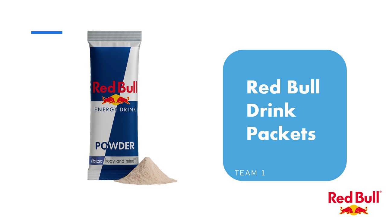 Red Bull Power packet with text Red Bull Drink Packets