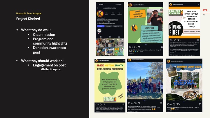 PEAK Initiative peer analysis with Instagram profile and registration post examples